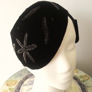 Vintage beaded velvet headpiece